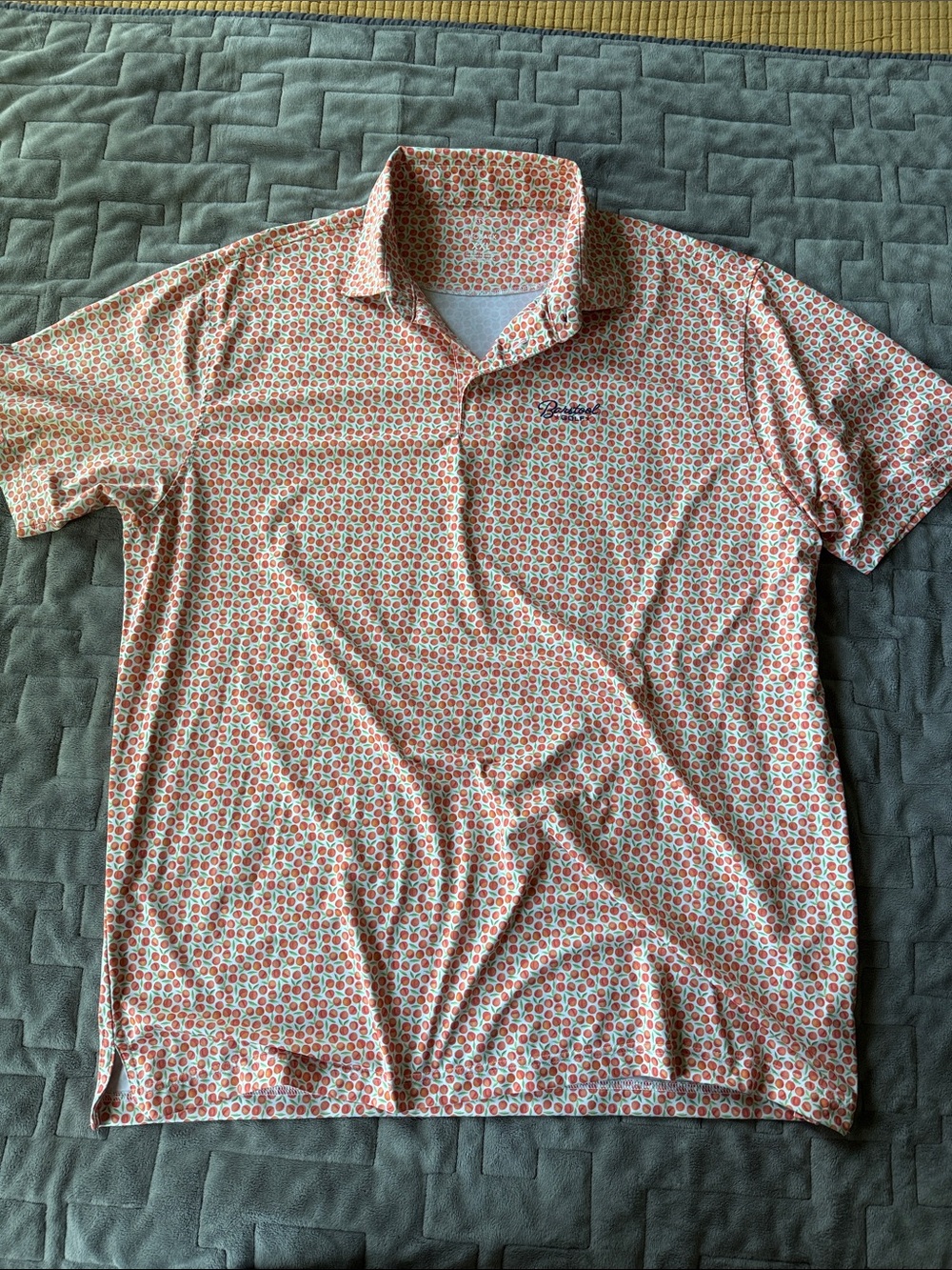 Rhoback Coral Dot Print Short Sleeve Polo